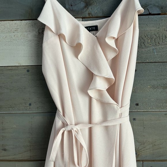 NWOT Blush Ruffled Chiffon Midi Wrap Flowy Dress Pink Size 12 - Picture 4 of 10